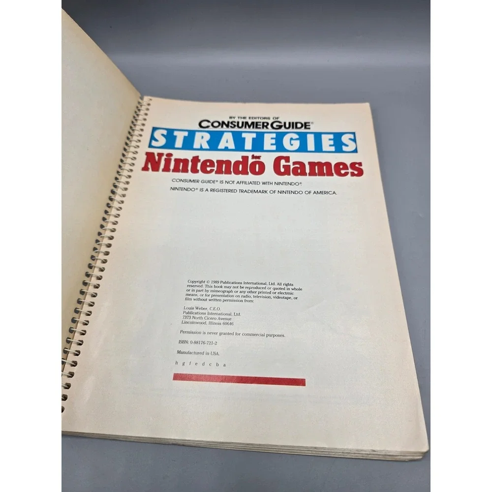 Strategies Nintendo Games Consumer Guide 1989 NES Strategy Guide Spiral Bound
